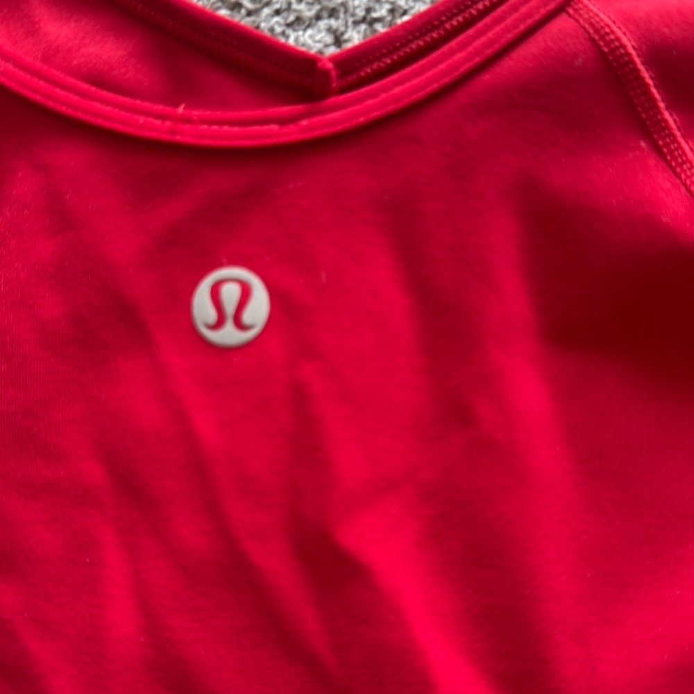 Lululemon Athletica Red Fitted Crop Bodysuit - Picture 2 of 3